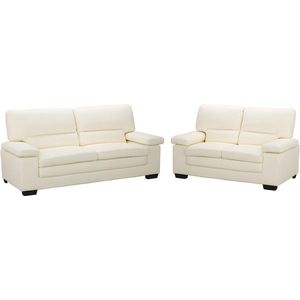 3+2 zitsbank van ivoorkleurig buffelleer MIMAS II