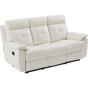 Vente-unique 3-zits-relaxbank van wit leer VINETA L 200 cm x H 101 cm x D 92 cm