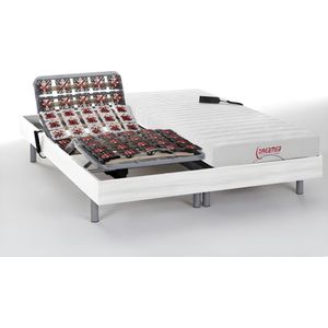 Vente-unique Elektrisch relaxbed met latex matras - 2 x 80 x 200 cm - Wit - ETHER van DREAMEA L 200 cm x H 35 cm x D 160 cm