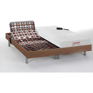 Vente-unique Elektrisch relaxbed met latex matras - 2 x 90 x 200 cm - Licht naturel - ETHER van DREAMEA L 200 cm x H 35 cm x D 180 cm