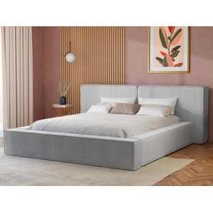 PASCAL MORABITO Bed met opbergruimte 160 x 200 cm - Ribfluweel - Lichtgrijs - TIMANO - van Pascal Morabito L 226 cm x H 90 cm x D 252 cm