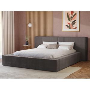PASCAL MORABITO Bed met opbergruimte 180 x 200 cm - Ribfluweel - Taupegrijs - TIMANO - van Pascal Morabito L 246 cm x H 90 cm x D 252 cm