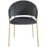 Set van 2 stoelen van velours en goudkleurig metaal - Grijs - MADOLIA - van Pascal Morabito