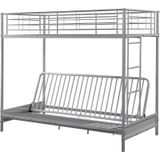 Hoogslaper 90 x 190 cm - Met uitklapbare bank - Metaal - Zilver + Zwart Futon - MODULO V