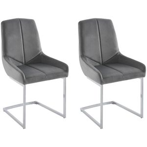 Set van 2 stoelen van velours en metaal - Grijs - BERLONA