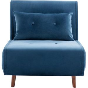 Slaapfauteuil van nachtblauw velours URIBIA L 91 cm x H 81 cm x D 77.5 cm