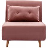 Slaapfauteuil van poederroze velours URIBIA