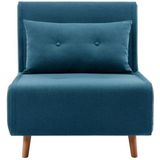 Slaapfauteuil van blauwe stof URIBIA