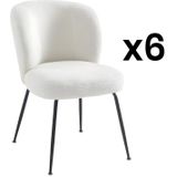 Set van 6 stoelen in ribfluweel en metaal - Wit - POLPONA van Pascal MORABITO