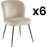 Set van 6 stoelen van fluweel en metaal - Beige - POLPONA van Pascal MORABITO