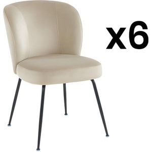 Set van 6 stoelen van fluweel en metaal - Beige - POLPONA van Pascal MORABITO