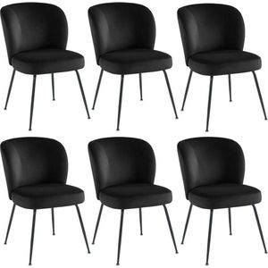 Set van 6 stoelen van fluweel en metaal - Zwart - POLPONA van Pascal MORABITO