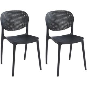 Set van 2 polypropyleen stapelstoelen - Zwart - CARETANE L 46 cm x H 81.5 cm x D 51 cm