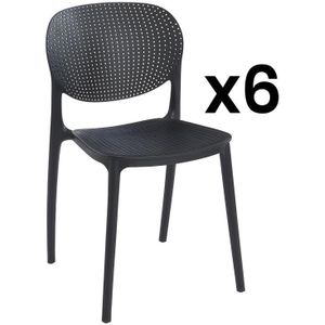 Set van 6 polypropyleen stapelstoelen - Zwart - CARETANE