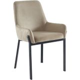Set van 6 stoelen met fluweel en metalen armleuningen - Beige - CAROLONA - van Pascal Morabito