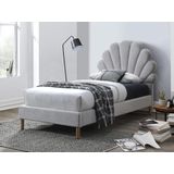 Schelpenbed 90 x 190 cm - Fluweel - Lichtgrijs + Matras - MOANA