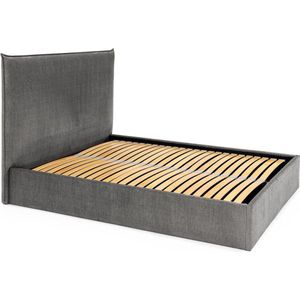 PASCAL MORABITO Bed met opbergruimte 140 x 200 cm - Velours - Grijs - SORYO - van Pascal Morabito L 160 cm x H 125 cm x D 214 cm