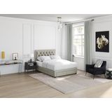 Bed met lades 140 x 200 cm - Stof van champagnekleurig velours - LEOPOLD