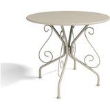 MYLIA Tuineethoek van gietijzer: een tafel en 4 opstapelbare fauteuils - Beige - GUERMANTES L 80 cm x H 89 cm x D 80 cm