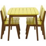 MYLIA Tuinset voor kinderen van geel acaciahout : 4 stoelen en 1 tafel - GOZO L 80 cm x H 57 cm x D 60 cm