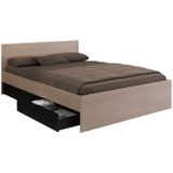 Bed met 2 lades 160 x 200 cm Kleur: naturel en zwart - VELONA