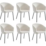 Set van 6 stoelen met armleuningen van ribfluweel en metaal - Crèmewit - MORONI van Pascal MORABITO