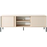 TV-meubel met 2 deuren en 2 vakken met LED's - Beige - ELYNIA