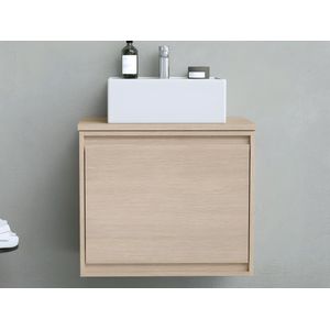 Hangmeubel voor badkamer met wastafel om erop te plaatsen - Eikenfineer - 60 cm - MESLIVA
