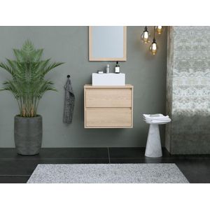 Hangmeubel voor badkamer met wastafel om erop te plaatsen - Eikenfineer - 60 cm - MILIPAM