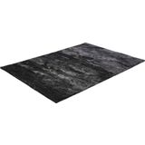Set van transparante en zwarte salontafel KELLY en shaggy antracietkleurig tapijt DOLCE