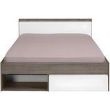 Bed met opbergruimte - 140 x 200 cm - Kleuren: Taupe en wit + Bedbodem - DEBAR