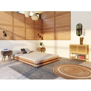 Bed - 140 x 190 cm - Bamboe - Kleur: Houtlook + Bedbodem - TURION