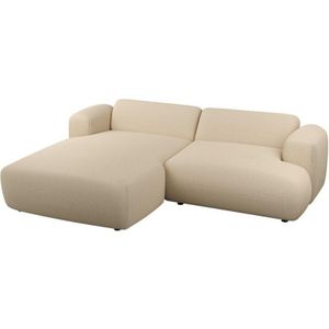 Vente-unique Hoekslaapbank met hoek links van beige stof met textuur. van Maison Céphy L 266 cm x H 71 cm x D 160 cm