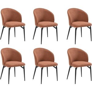 Set van 6 stoelen van stof en metaal - Terracotta - GILONA van Pascal MORABITO - van Pascal Morabito L 54 cm x H 80.5 cm x D 56.5 cm