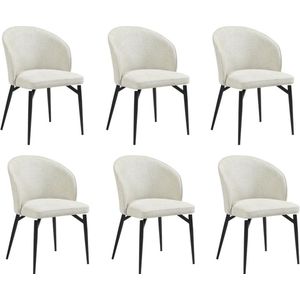 Set van 6 stoelen van stof en metaal - Crèmewit - GILONA van Pascal MORABITO - van Pascal Morabito
