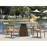 MYLIA Tuineethoek van teakhout: 1 tafel + 4 stoelen - Licht naturel - TRIANI L 120 cm x H 75 cm x D 120 cm