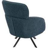 Draaibare fauteuil van gechineerde blauwe stof LACONA van Pascal Morabito