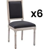 Set van 6 stoelen van stof en heveahout - Zwart - AMBOISETTE