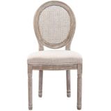 Set van 6 stoelen - Riet, stof en heveahout - Beige - ANTOINETTE L 49 cm x H 95 cm x D 57.5 cm