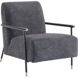 PASCAL MORABITO Fauteuil van blauw en zwart velours MONESI van Pascal Morabito L 70 cm x H 84 cm x D 95 cm