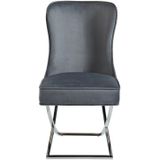Set van 6 stoelen van velours en roestvrij staal - Grijs en chroomkleurige poten - MARELANO - van Pascal Morabito