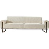 Driezitsbank van beige ribfluweel ADRANI L 238 cm x H 80 cm x D 95 cm