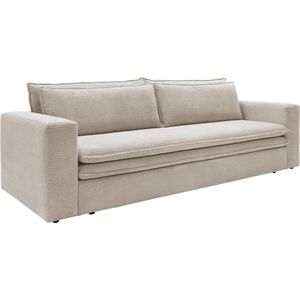 Vente-unique - Sofa 3-Sitzer - Mit Schlaffunktion - Cord - Cremefarben - tilia