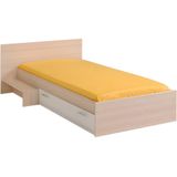 Kinderbed 90 x 190 cm met 1 lade - Kleur : Naturel en wit + matras - IPLIA