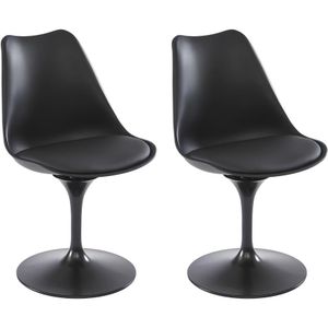 Set van 2 stoelen in polypropeen, kunstleer en metaal - Zwart - XAFY