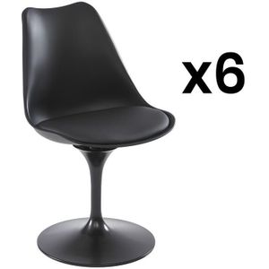 Set van 6 stoelen in polypropeen, kunstleer en metaal - Zwart - XAFY