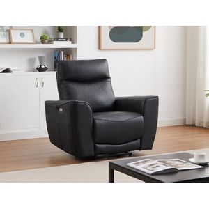 Elektrische relax-fauteuil van zwart vaarsleer DAMON
