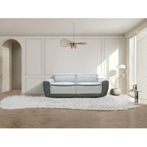 Elektrische relaxzitbank met 3 plaatsen in lichtgrijze stof – ORIETTO L 202 cm x H 95 cm x D 87 cm