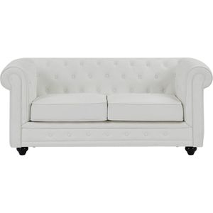 Vente-unique Tweezitsbank van wit kunstleer – CHESTERFIELD L 168 cm x H 72 cm x D 88 cm