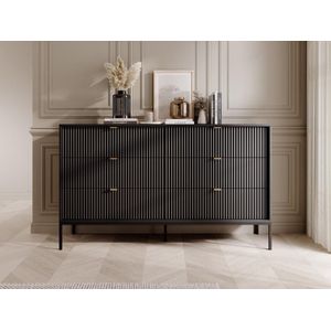 PASCAL MORABITO Commode met 6 lades - Zwart - LIOUBA - van Pascal Morabito L 153.4 cm x H 90.7 cm x D 39 cm